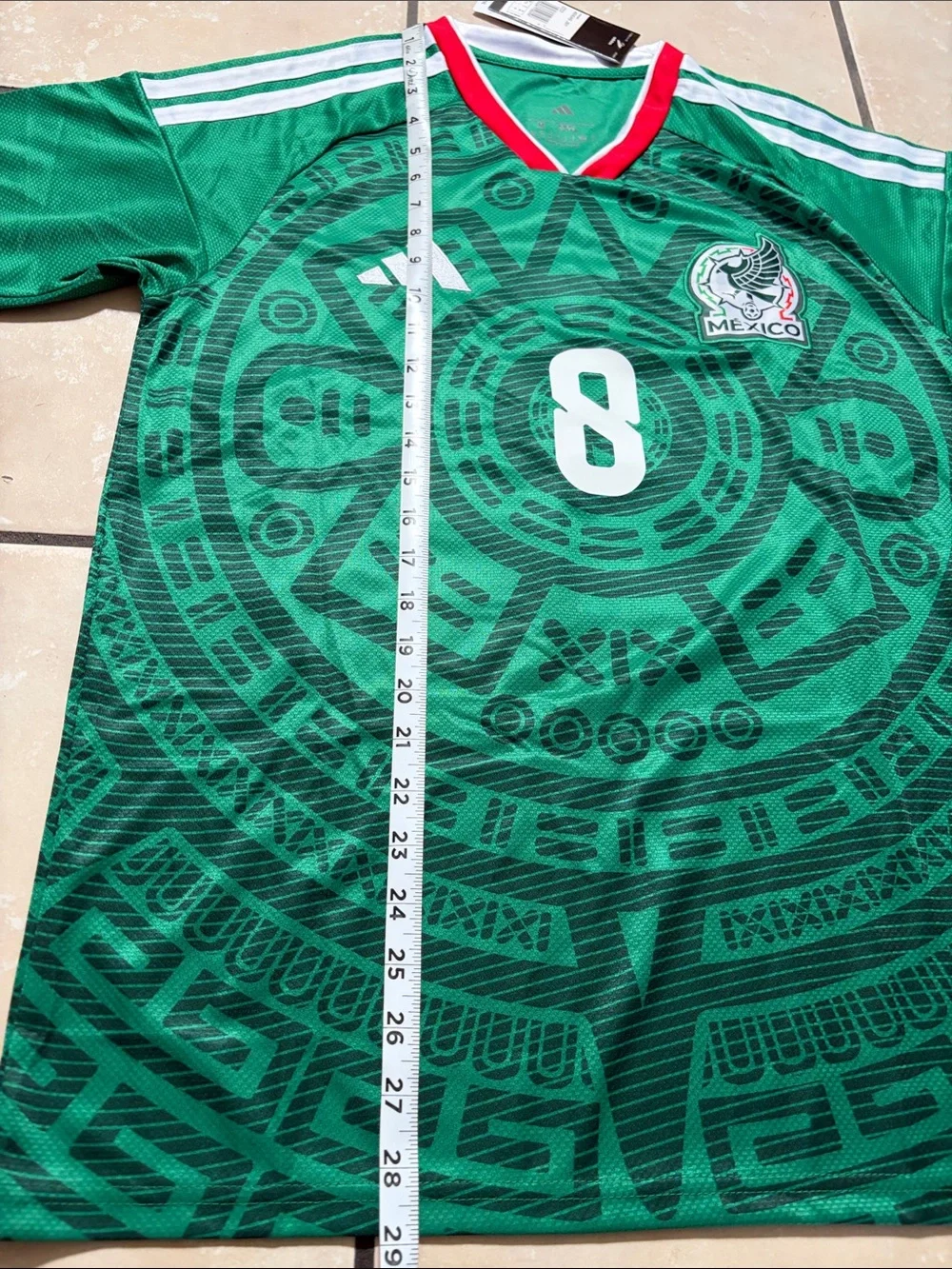 adidas Mexico Green #8 Soccer Jersey with Aztec Print